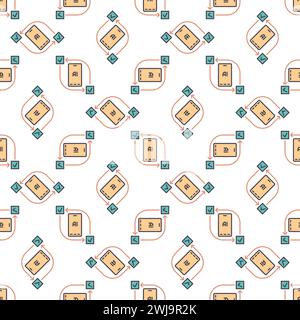 Smartphone with AI Technology vector Artificial Intelligence concept colored seamless pattern Stock Vector