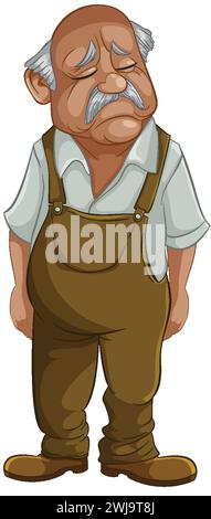 Cartoon man standing, eyes closed and happy, vector illustration. Black ...