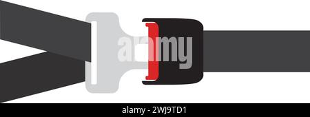 Car safety belt. Seatbelt safe buckle icon isolated. Security strap fasten accident insurance Stock Vector