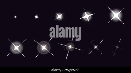 Animated shine effect, animation of blast fx game sprite. Vector star ...
