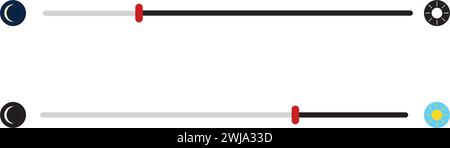 Brightness slider level control. Contrast and brightness adjustment. Design concept for mobile app, web page. Stock Vector