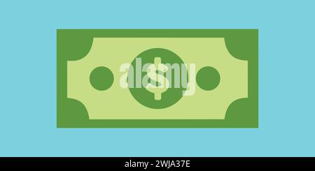 Flat Design US Dollar Vector Icon art and ilustration Stock Vector