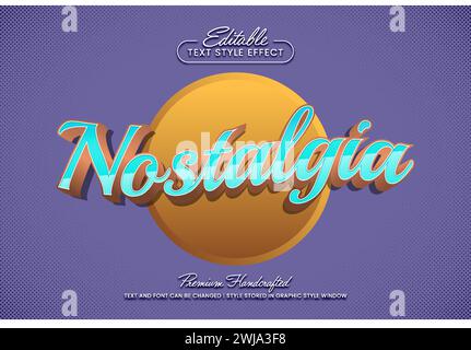 Nostalgia 3D vector text effect graphic style. Editable vector headline and title template. Stock Vector