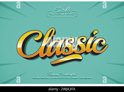 Retro classic 3D vector text effect graphic style. Editable vector headline and title template. Stock Vector