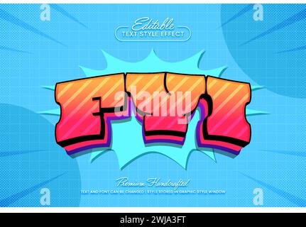 Retro 3D vector text effect graphic style. Editable vector headline and title template. Stock Vector