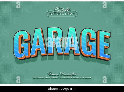 Garage 3D vector text effect retro graphic style. Editable vector headline and title template. Stock Vector