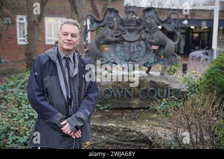 BBC presenter Chris Packham speaking to the media outside Isleworth Crown Court, west London, ahead of the trial of Cressie Gethin, 22. Picture date: Wednesday February 14, 2024. Stock Photo