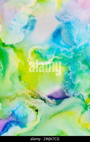 An ethereal abstract background with a soft blend of pastel watercolors and a fluid, flowing effect Stock Photo