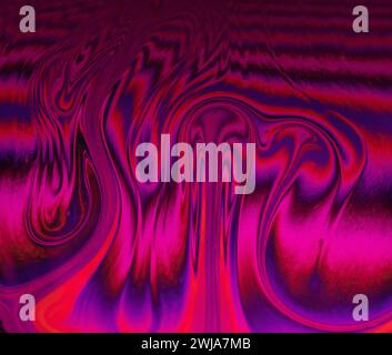 This image showcases a captivating abstract pattern with liquid swirls in vivid purple and red tones, creating a sense of fluid movement Stock Photo