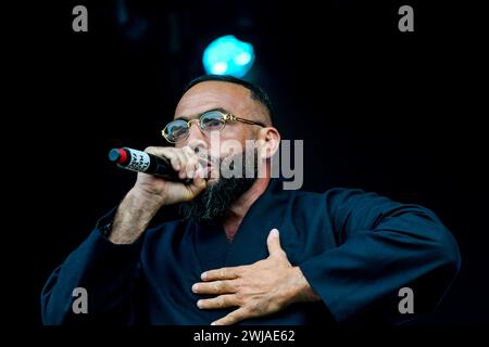 Rouen (northern France): 8th edition of the Rouen Armada (gathering of tall ships). Concert of rapper Medine on June 17, 2023 Stock Photo