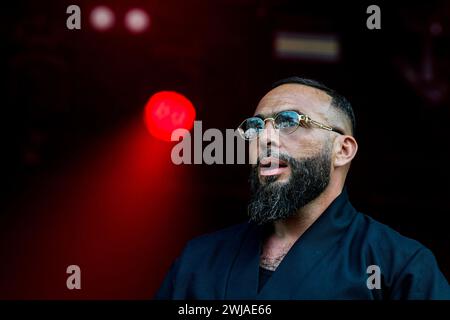 Rouen (northern France): 8th edition of the Rouen Armada (gathering of tall ships). Concert of rapper Medine on June 17, 2023 Stock Photo