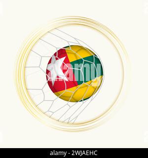 Togo scoring goal, abstract football symbol with illustration of Togo ball in soccer net. Vector sport illustration. Stock Vector