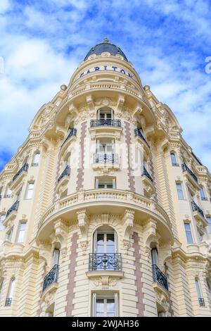 The iconic Carlton hotel in Cannes, French Riviera, Côte d'Azur, France. Famous for hosting movie stars during the Film Festival. Stock Photo