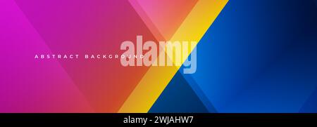 Pink, blue and orange modern abstract wide banner with geometric shapes. Purple, blue and orange abstract background. Vector illustration Stock Vector