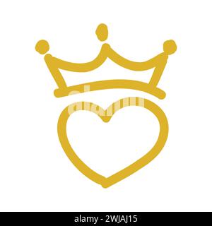 Golden Doodle Crown Heart Line Icon Stock Vector
