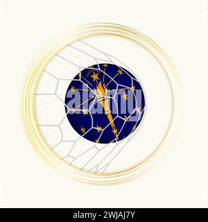 Indiana scoring goal, abstract football symbol with illustration of Indiana ball in soccer net. Vector sport illustration. Stock Vector