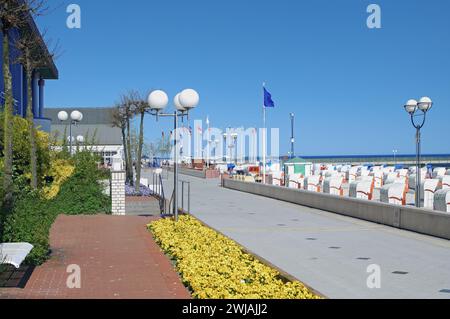 Promenade and Beach in Grömitz,baltic Sea,Schleswig-Holstein,Germany Stock Photo