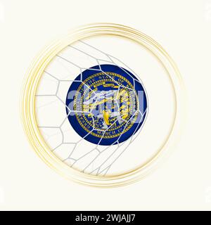 Nebraska scoring goal, abstract football symbol with illustration of Nebraska ball in soccer net. Vector sport illustration. Stock Vector