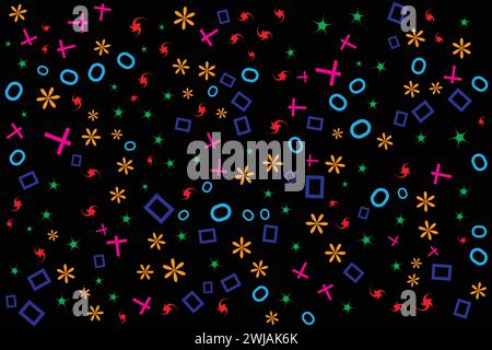 Seamless color pattern memphis multicolor geometric abstract background. Stock Vector
