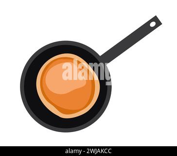 pancake in a frying pan vector illustration isolated on white background Stock Vector