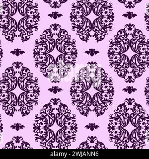 Vector damask vintage baroque ornament. Retro pattern antique style. Seamless luxury burgundy geometry pattern. Royal wallpaper. Gothic background. Ve Stock Vector