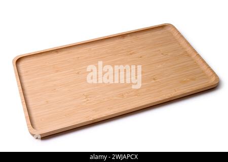 Bamboo wooden rectangular plank on white background Stock Photo