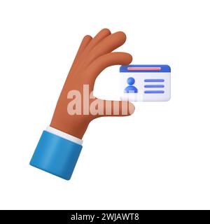 3d hand hold Id card icon Stock Vector