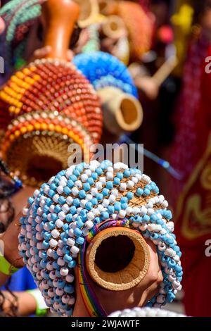 A rattle of African origin called xereque brought to Brazil by slaves and used in samba, carnival, umbanda and candomble Stock Photo