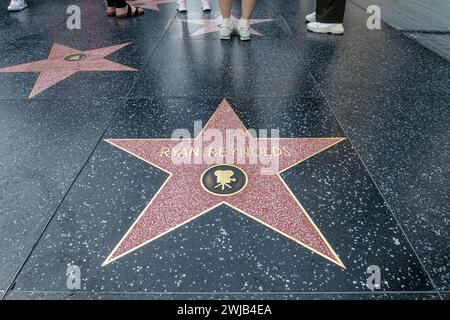 Ryan Reynold's star on the Hollywood Walk of Fame, California, USA Stock Photo