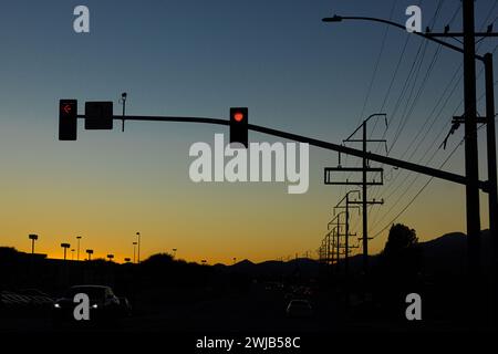 Dusk, driving somewhere in California USA Stock Photo