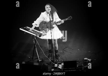 Eadyth Crawford performing with Rhodri Sion Foxhall at Transform 2024 in Aberystwyth Arts Centre on 2nd February 2024. Stock Photo