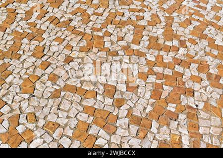 Bicolor mosaic on sidewalk in Ribeirao Preto, Sao Paulo, Brazil Stock Photo