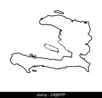 Haiti black silhouette map on a white background Stock Photo - Alamy
