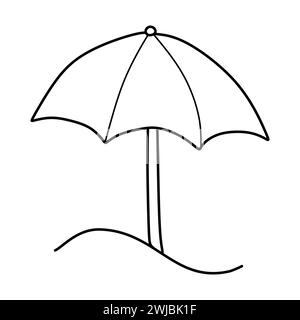 Hand drawn Line art Beach Umbrella icon Design Template. Vector sketch Doodle illustration isolated on white background. Summer vacation and leisure s Stock Vector