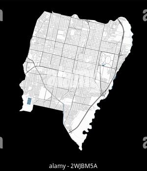 San Miguel de Tucuman map, city in Argentina. Municipal administrative area map with rivers and roads, parks and railways. Vector illustration. Stock Vector