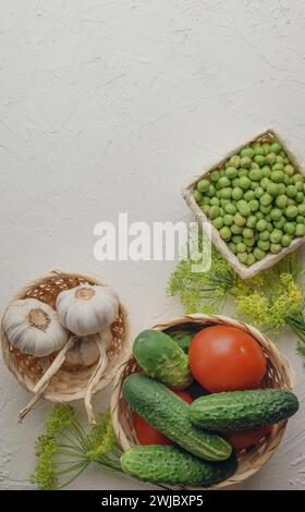 vegetables. cucumbers and tomatoes, dill and garlic. cuisine, summer harvest.Cooking . Diet. Detox. Ingredients for Vegetarian Salad. weight loss conc Stock Photo