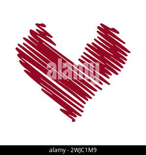 Red Diagonal Scribbled Heart Stock Vector