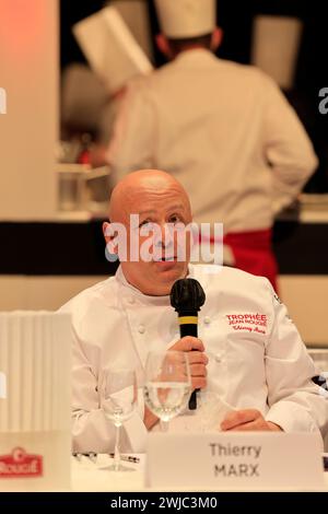 Thierry Marx, emblematic double-starred chef, chairs the jury for the “Trophée Jean-Rougié” in Sarlat in Périgord Noir. This gastronomic competition a Stock Photo