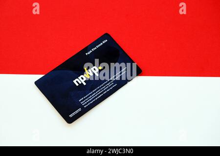 Indonesia NPWP new tax id Number card originally called Nomor Pokok Wajib Pajak. Used to carry out transactions related to taxation for Indonesian taxpayers. Stock Photo