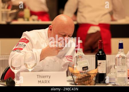 Thierry Marx, emblematic double-starred chef, chairs the jury for the “Trophée Jean-Rougié” in Sarlat in Périgord Noir. This gastronomic competition a Stock Photo