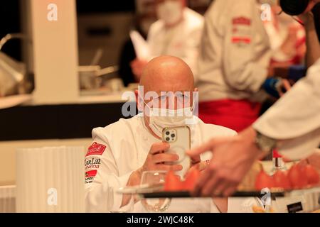 Thierry Marx, emblematic double-starred chef, chairs the jury for the “Trophée Jean-Rougié” in Sarlat in Périgord Noir. This gastronomic competition a Stock Photo