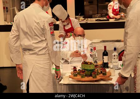 Thierry Marx, emblematic double-starred chef, chairs the jury for the “Trophée Jean-Rougié” in Sarlat in Périgord Noir. This gastronomic competition a Stock Photo