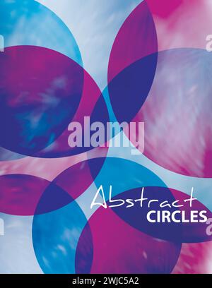 Abstract circles. Art poster in cerulean and dark purple colors. Vector graphics. CMYK color mode Stock Vector
