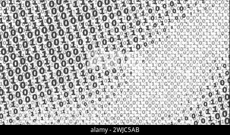 Binary environment. Digital background with black and grey ones and zeros. Vector graphic pattern Stock Vector