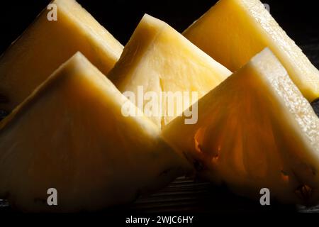 pineapple group on black background Stock Photo
