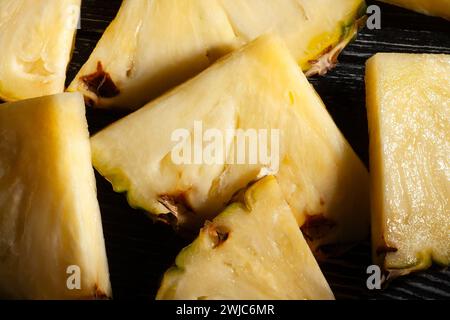 pineapple group on black background Stock Photo