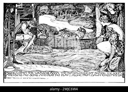 1901 The Hill of Venus poem, from Earthly Paradise by William Morris, line illustration by Olive Allen Stock Photo