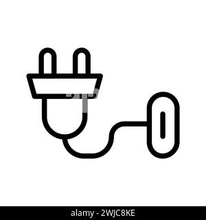 Vector black line icon charging socket isolated on white background Stock Vector