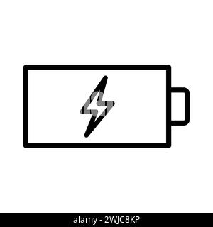 Vector black line icon battery in the process of charging isolated on white background Stock Vector