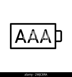 Vector black line icon AAA battery isolated on white background Stock Vector